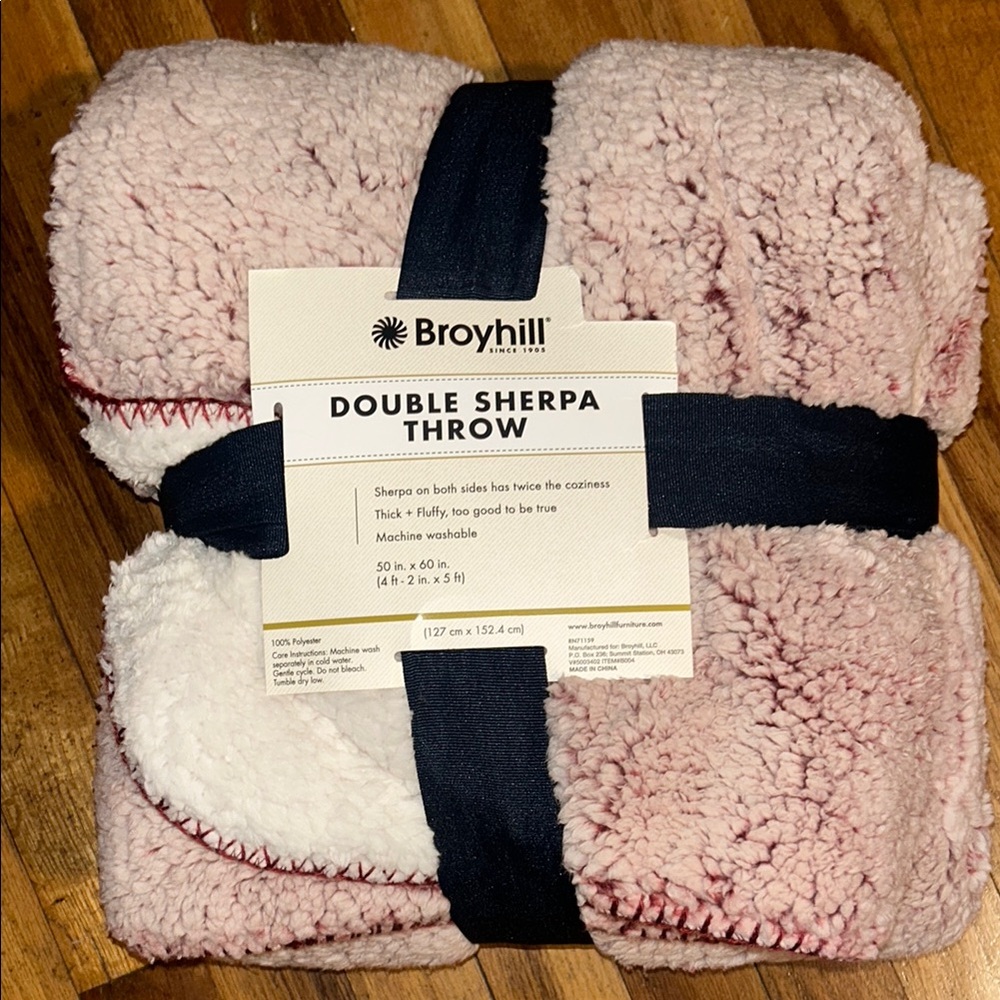 NWT Luxurious Pink Sherpa Blanket Plush Bedding Throw